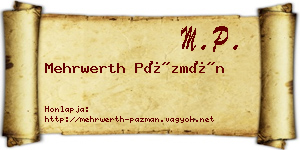 Mehrwerth Pázmán névjegykártya